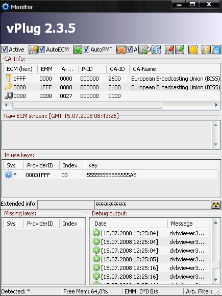 Detector and keys meaning to in use keys list. + TPS shouldvPlug2…